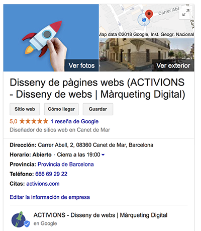 Crea la teva fitxa d'empresa a Google My Business i fes que el teu negoci sigui fàcil i ràpid de trobar