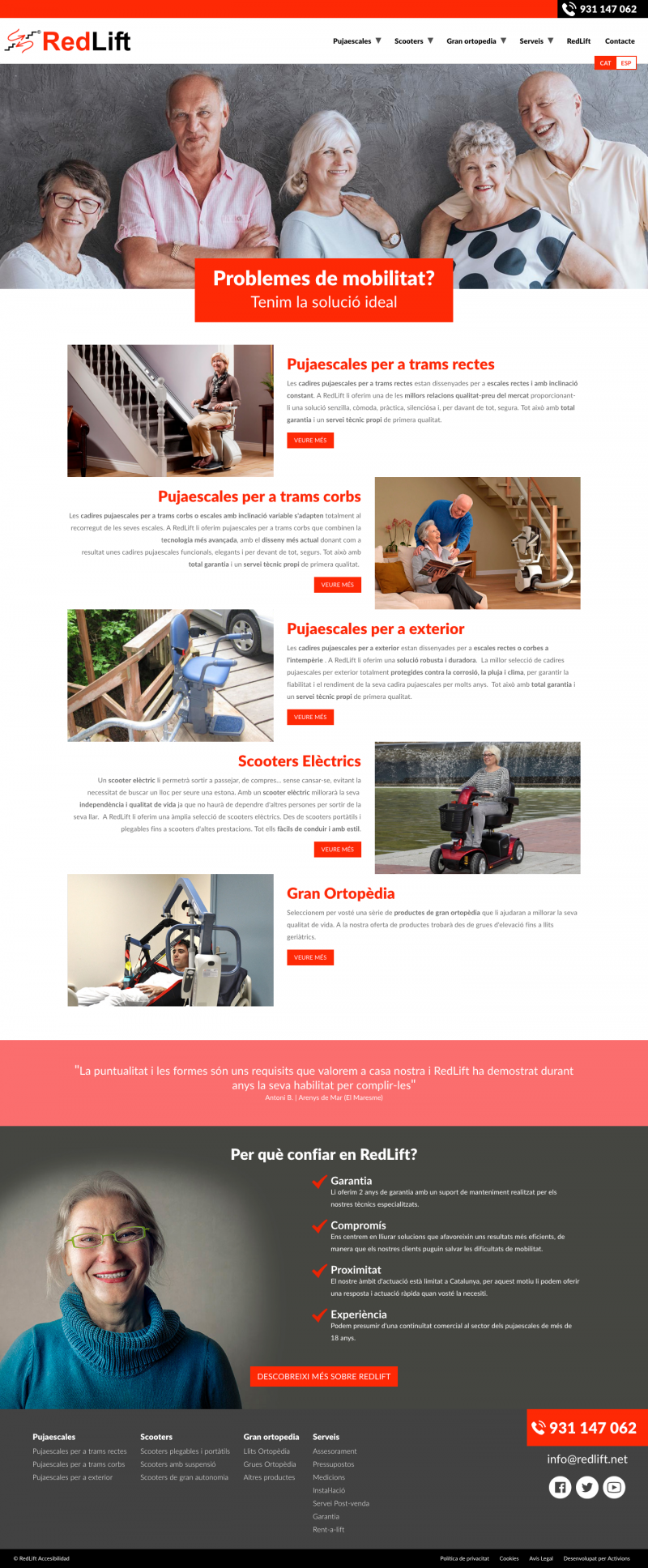Redisseny de página web per empresa de venda i instal·lació de cadires pujaescales