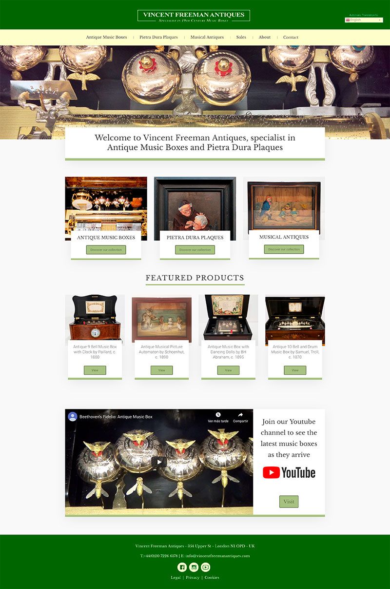 Disseny Web Responsive Vincent Freeman Antiques