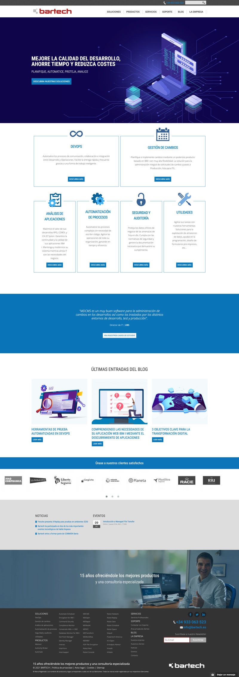 Diseño Web Responsive y marketing online para Bartech